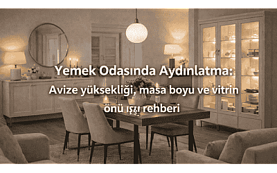 Yemek Odasında Aydınlatma: Avize yüksekliği, masa boyu ve vitrin önü ışığı rehberi